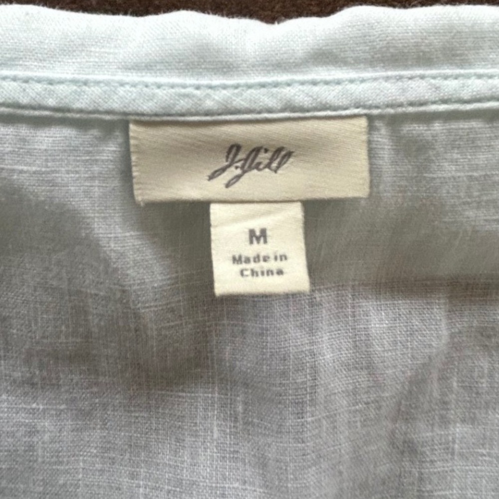 J. Jill Linen Sleeveless Top Shirt Blouse Medium Mint Green Eyelet Cottagecore - Picture 5 of 7